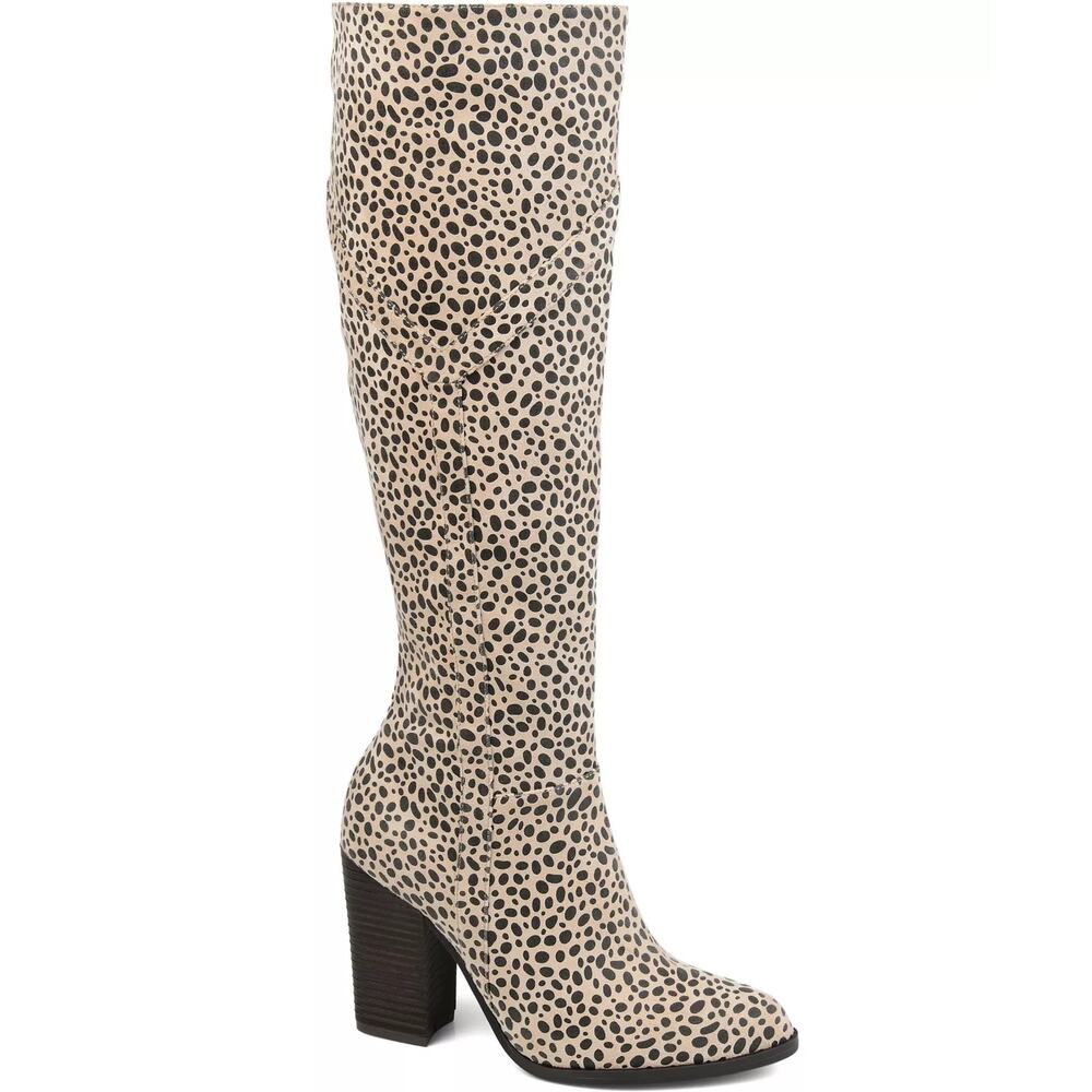 Journee Collection Women Kyllie Block Heel Riding Boot Sz US 7M Wide Calf Animal